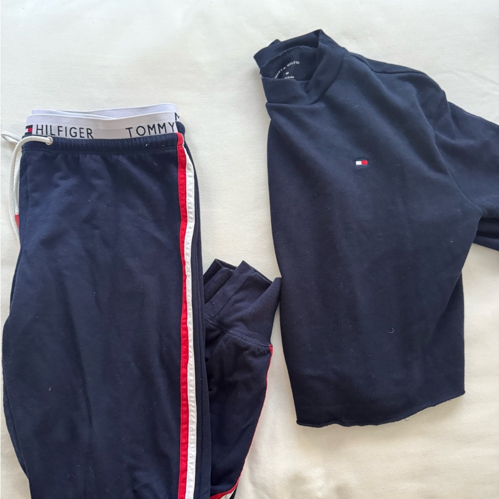 Tommy Hilfiger Black and Red Loungewear Set